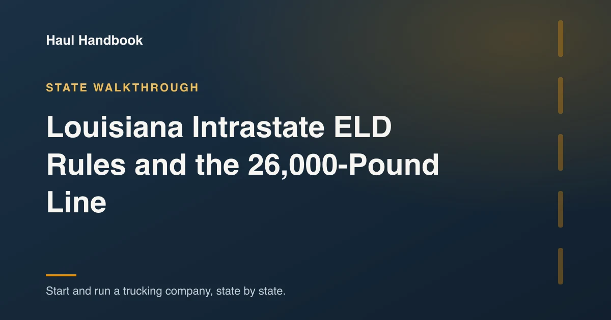 Cover illustration: Louisiana Intrastate ELD Rules and the 26,000-Pound Line