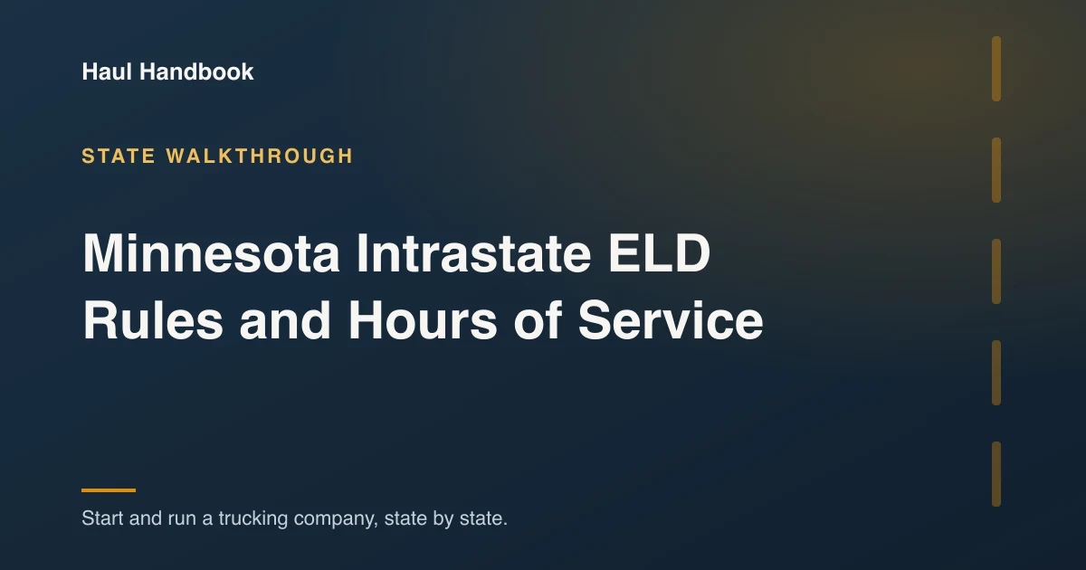 Cover illustration: Minnesota Intrastate ELD Rules and Hours of Service