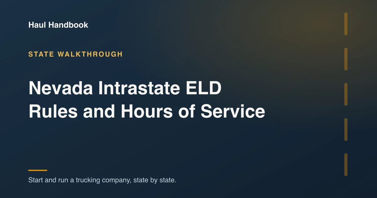 Cover illustration: Nevada Intrastate ELD Rules and Hours of Service