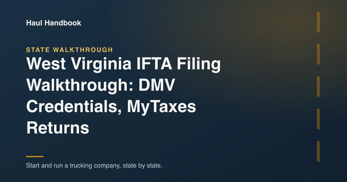 Cover illustration: West Virginia IFTA Filing: DMV License, MyTaxes Returns